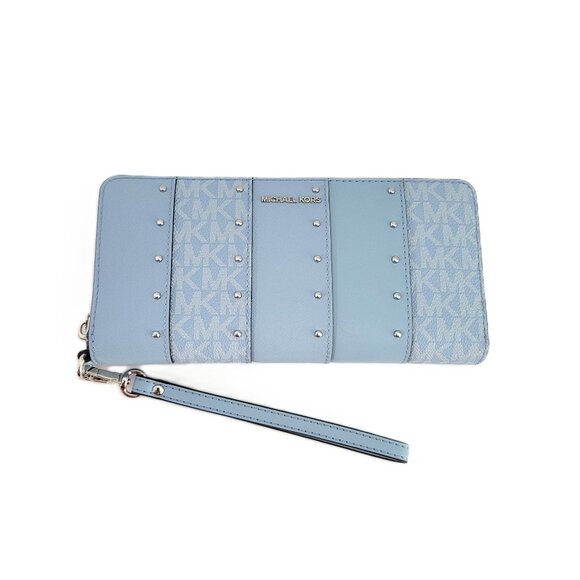 Michael Kors Jet Set Travel Large Travel Continental Wallet Light Sky Multi - Picture 1 of 6